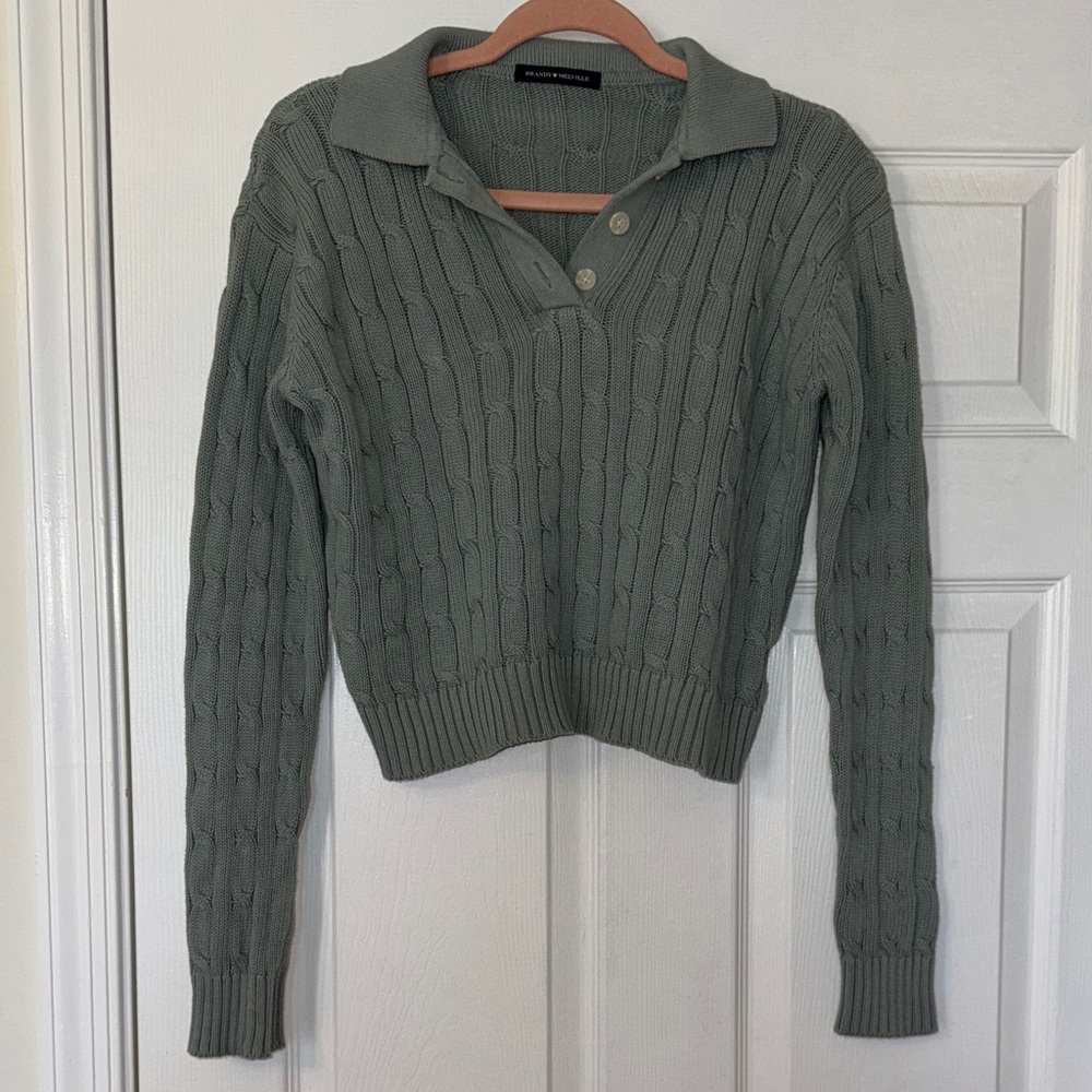 Brandy Melville Sage Green cable knit Sweater